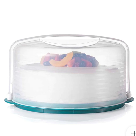 Tupperware Other - TUPPERWARE Round Cake Taker H 7" x L 14 ", Dark Blue with Frost Lid